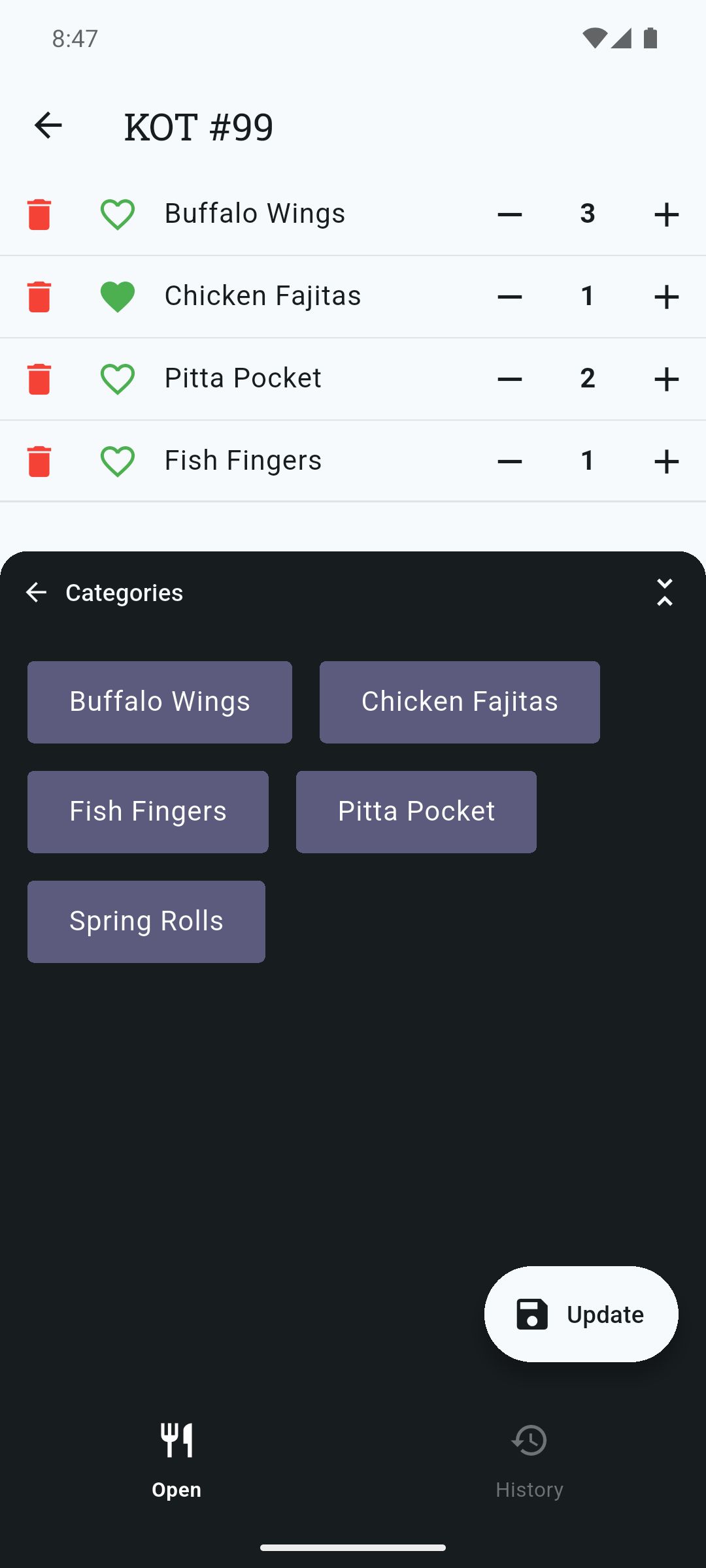 Take table order