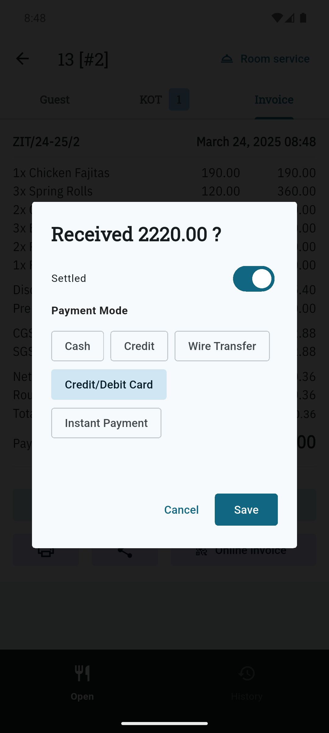 Settle invoices